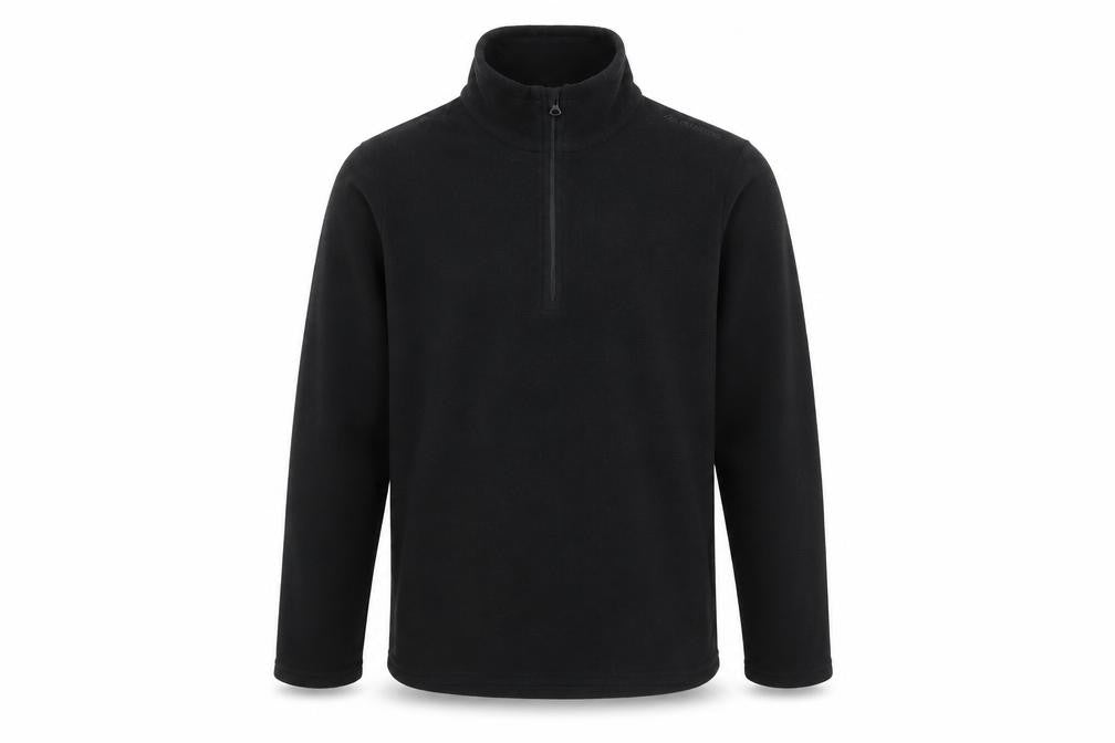 Front view of Decathlon boys’ black fleece 1/4 zip pullover sweatshirt 14 years