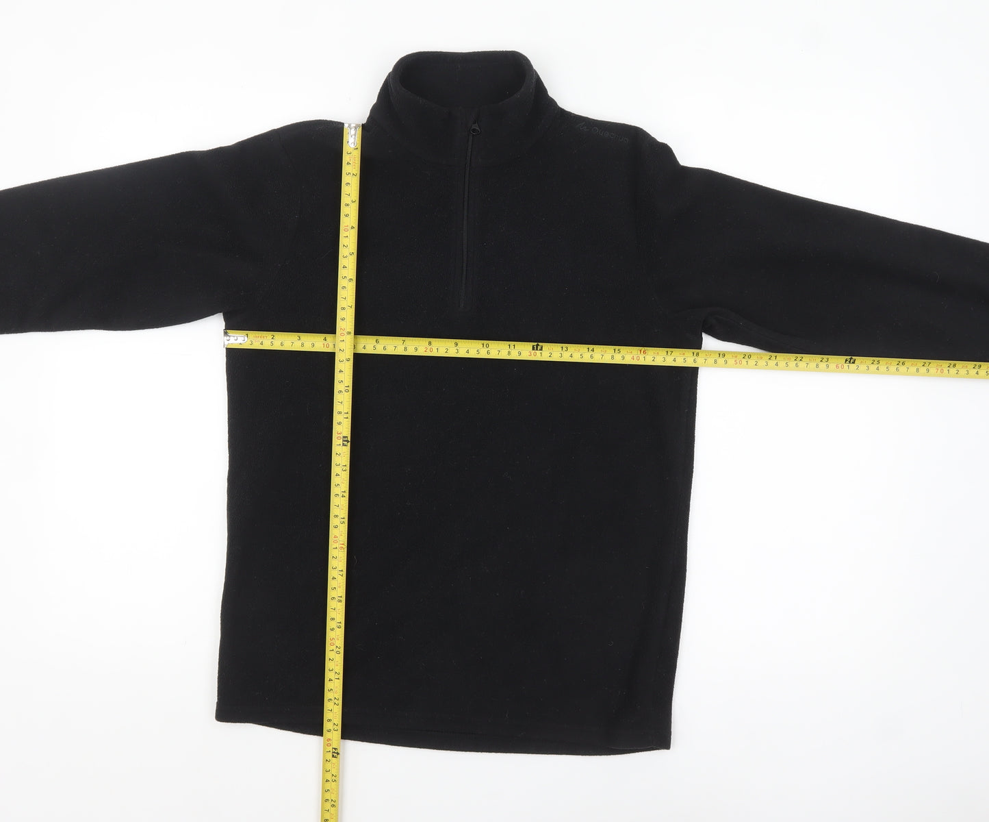 Decathlon Boys Black Fleece 1/4 Zip Pullover Sweatshirt 14 Years