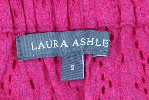 Laura Ashley Women's Pink Cotton Off Shoulder Lace Shift Dress S