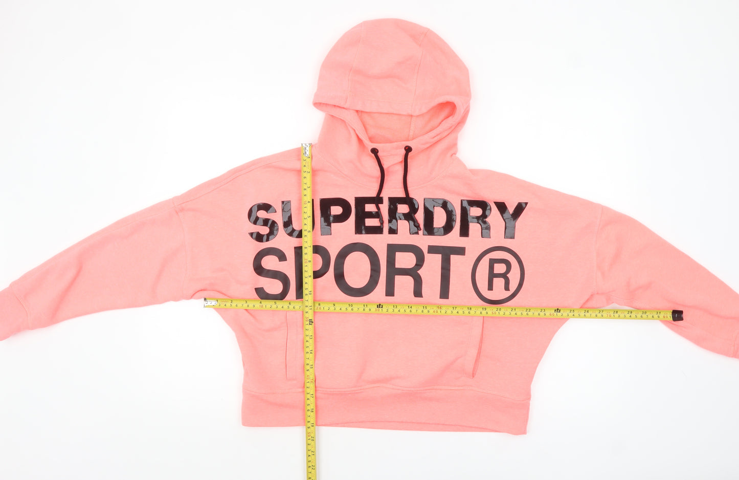Superdry Women Pink Hooded Pullover Hoodie UK 12 Logo Sport Style
