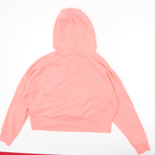 Superdry Women Pink Hooded Pullover Hoodie UK 12 Logo Sport Style