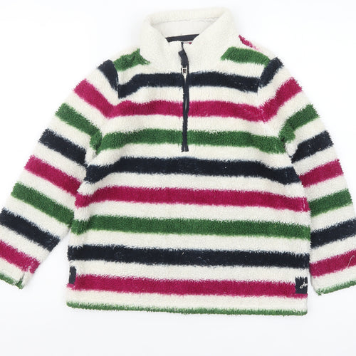 Joules Girls Multicoloured Striped Fleece 1/4 Zip Pullover Sweatshirt 9-10 Years