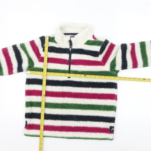 Joules Girls Multicoloured Striped Fleece 1/4 Zip Pullover Sweatshirt 9-10 Years