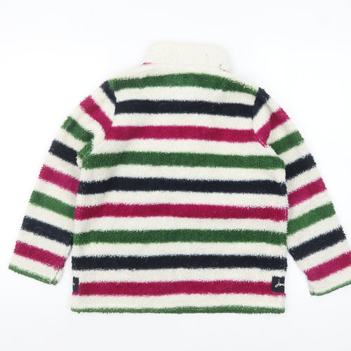 Joules Girls Multicoloured Striped Fleece 1/4 Zip Pullover Sweatshirt 9-10 Years