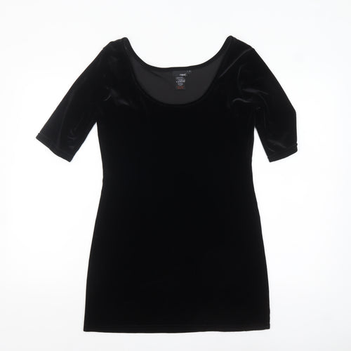 Next Women's Black Velvet Short Sleeve Scoop Neck Top Size 12