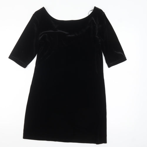 Next Women's Black Velvet Short Sleeve Scoop Neck Top Size 12