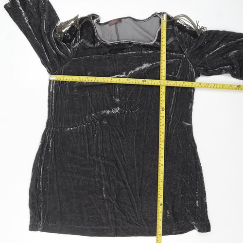 Wrap Girls Black Velvet Tunic Top UK 14 Classic Half Sleeve Party Wear