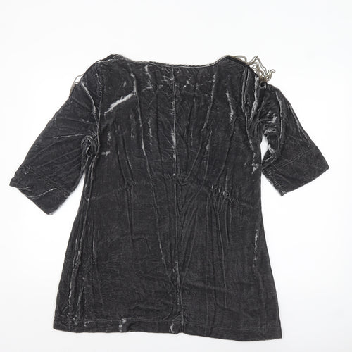 Wrap Girls Black Velvet Tunic Top UK 14 Classic Half Sleeve Party Wear