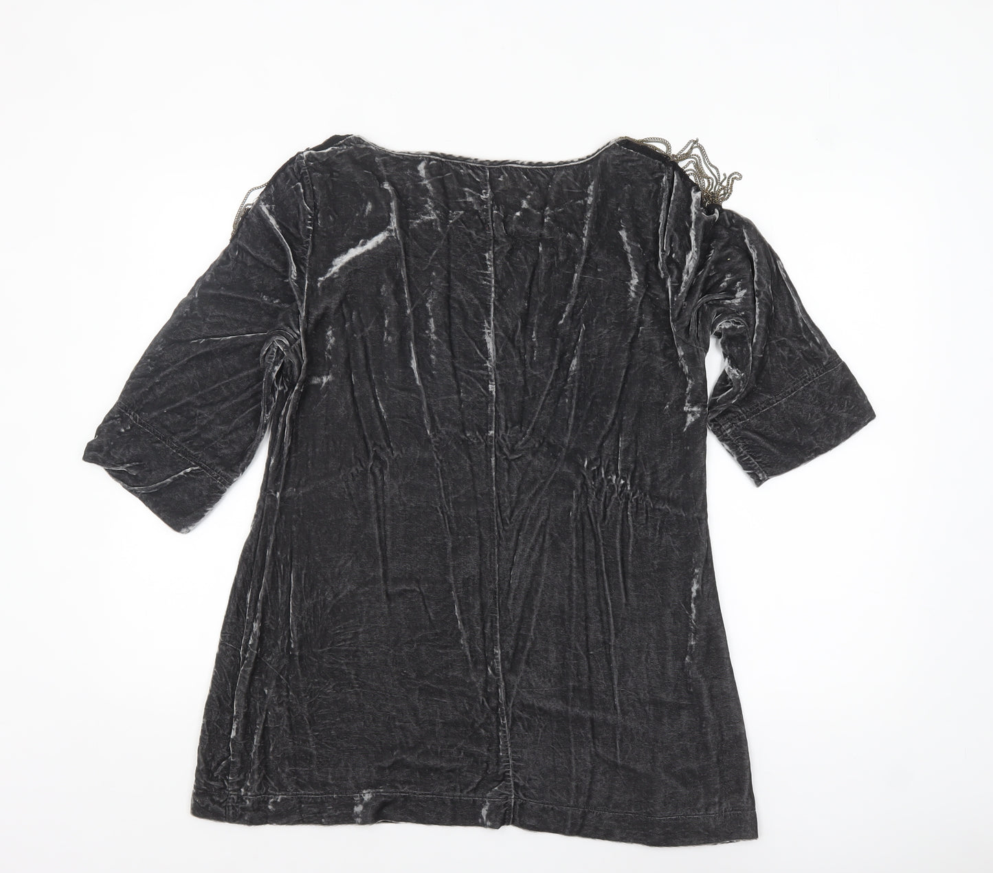 Wrap Girls Black Velvet Tunic Top UK 14 Classic Half Sleeve Party Wear