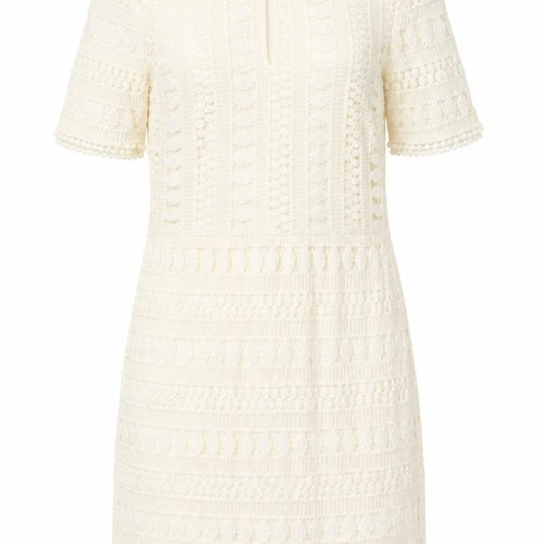 H&M Women Ivory Lace Shift Dress Size 8 Short Sleeve Lined
