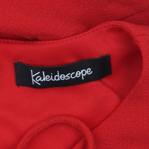 Kaleidoscope Women Red Long Sleeve Ruffle Hem Fit & Flare Dress Size 14