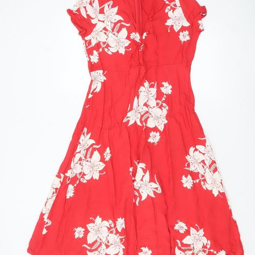 Marks and Spencer Alexa Chung Red Floral Fit & Flare Dress Women's Size 12