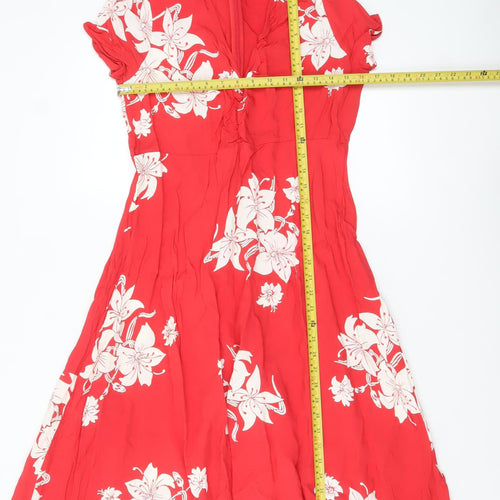 Marks and Spencer Alexa Chung Red Floral Fit & Flare Dress Women's Size 12