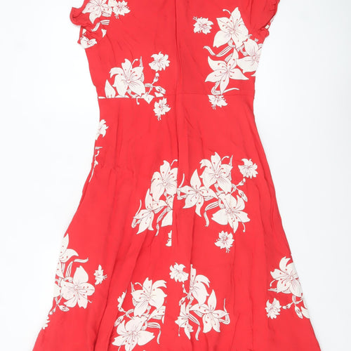 Marks and Spencer Alexa Chung Red Floral Fit & Flare Dress Women's Size 12