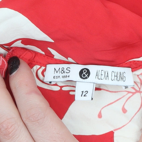 Marks and Spencer Alexa Chung Red Floral Fit & Flare Dress Women's Size 12