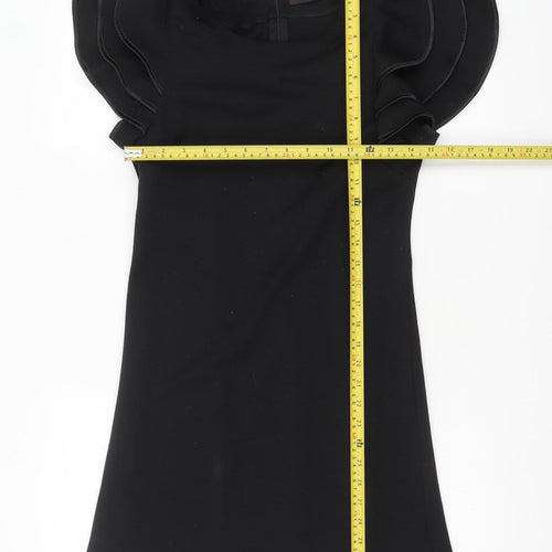 LAYERS Paris Women's Black Short Bodycon Ruffle Sleeve Dress S