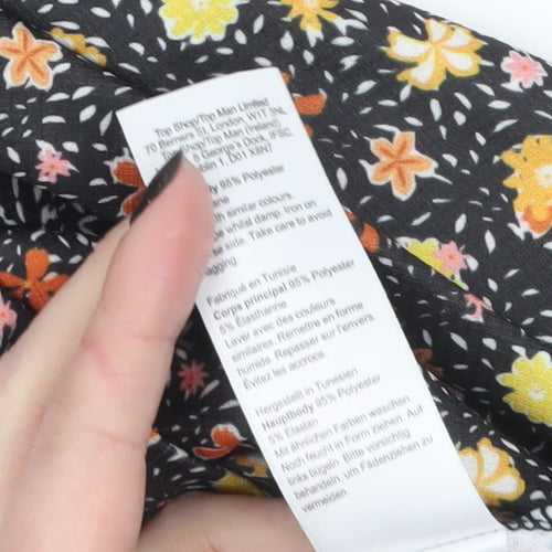Topshop Womens Multicoloured Floral A-Line Puff Sleeve Dress UK 12
