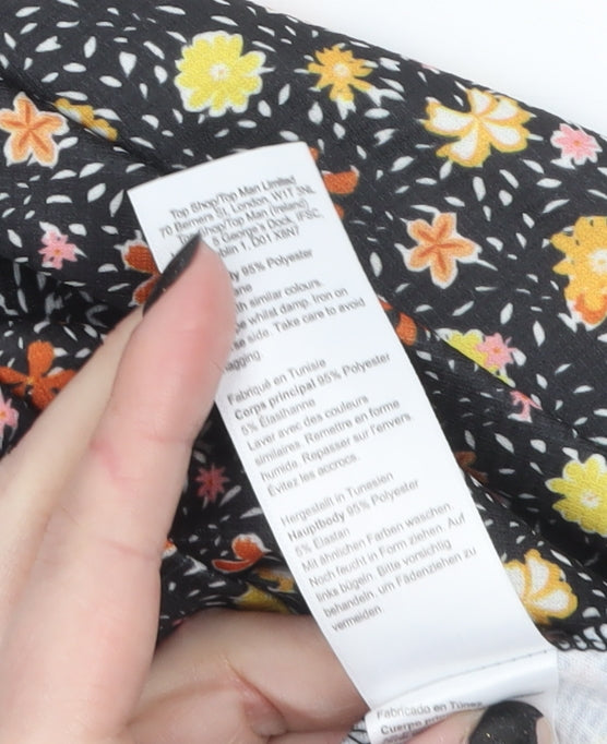 Topshop Womens Multicoloured Floral A-Line Puff Sleeve Dress UK 12