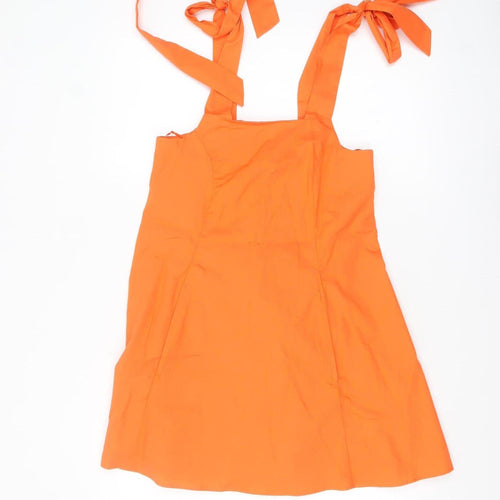 Topshop Petite Orange Cotton A-Line Short Dress UK 8
