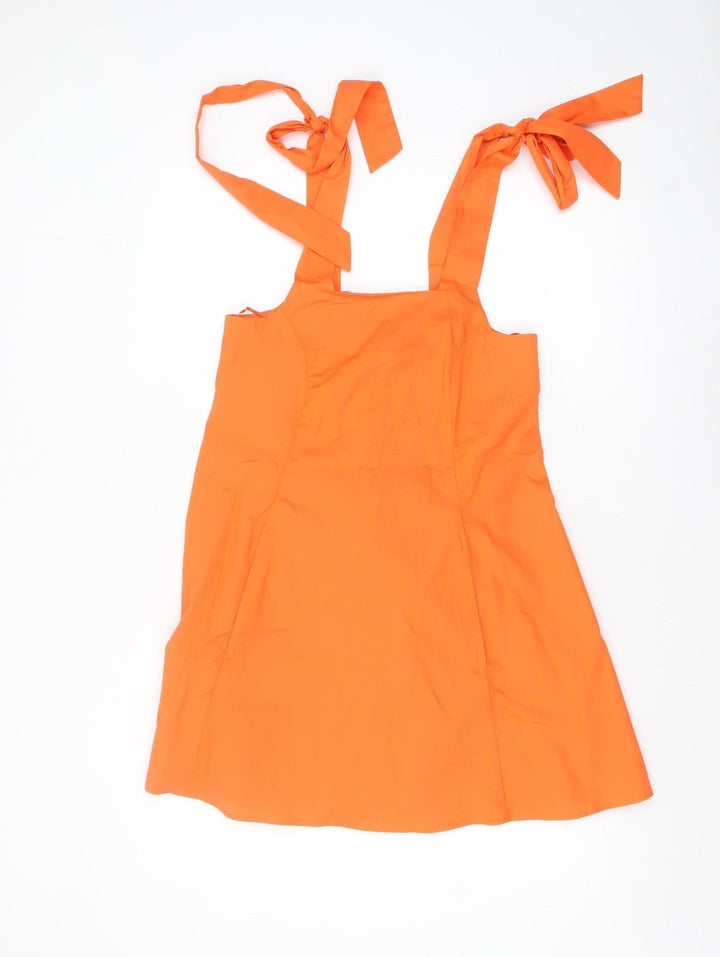 Topshop Petite Orange Cotton A-Line Short Dress UK 8