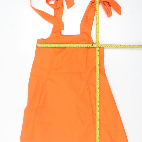 Topshop Petite Orange Cotton A-Line Short Dress UK 8