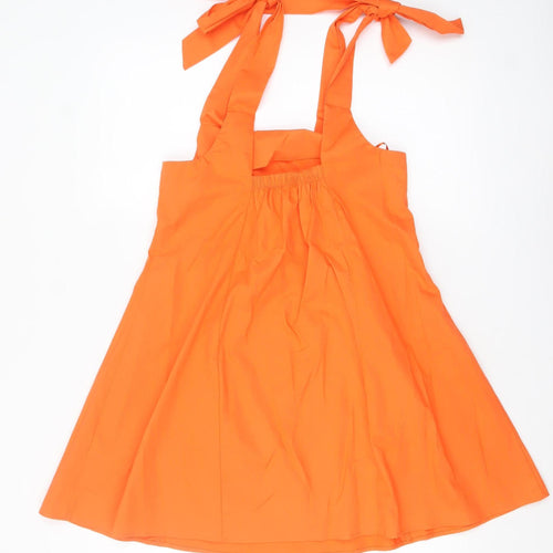 Topshop Petite Orange Cotton A-Line Short Dress UK 8
