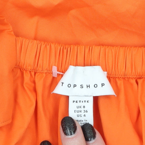 Topshop Petite Orange Cotton A-Line Short Dress UK 8