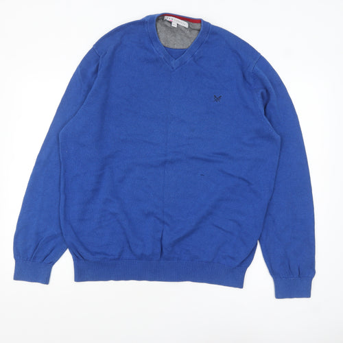Crew Clothing Co. Men's Blue 2XL V-Neck Cotton Cashmere Jumper