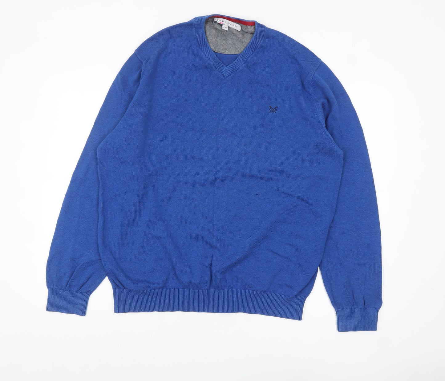 Crew Clothing Co. Men's Blue 2XL V-Neck Cotton Cashmere Jumper