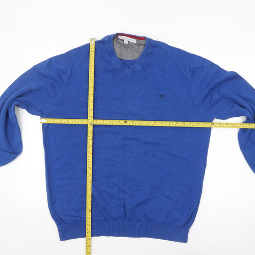 Crew Clothing Co. Men's Blue 2XL V-Neck Cotton Cashmere Jumper