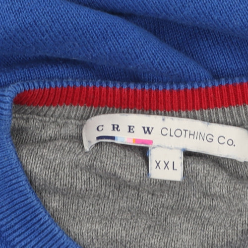 Crew Clothing Co. Men's Blue 2XL V-Neck Cotton Cashmere Jumper