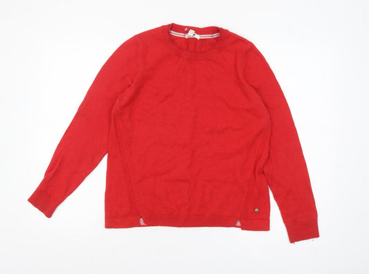 Marks and Spencer Women Red Wool Cotton Crew Neck Jumper UK 10