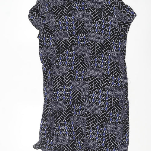 New Look Women's Black Geometric Shift Dress Size 14