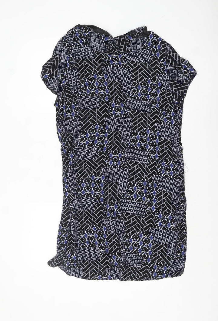 New Look Women's Black Geometric Shift Dress Size 14