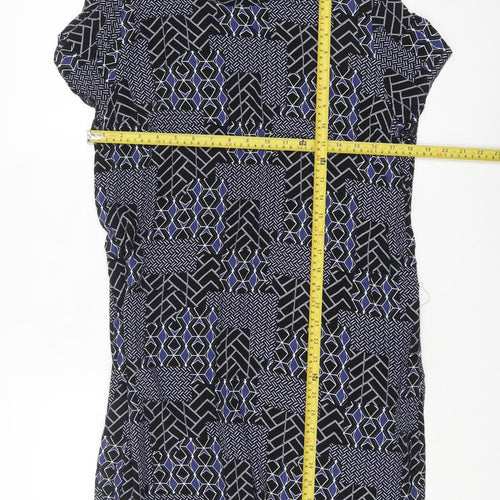 New Look Women's Black Geometric Shift Dress Size 14