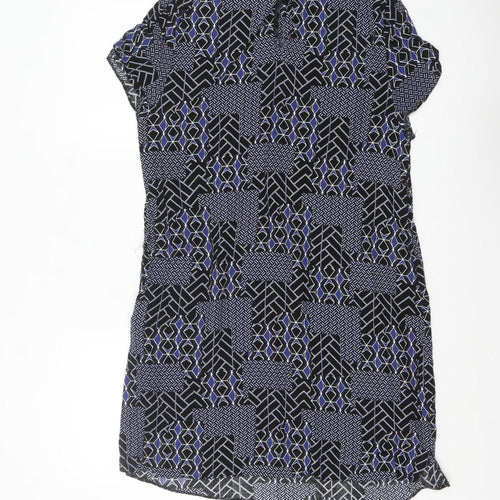 New Look Women's Black Geometric Shift Dress Size 14