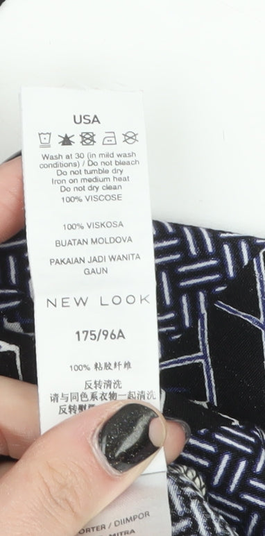 New Look Women's Black Geometric Shift Dress Size 14