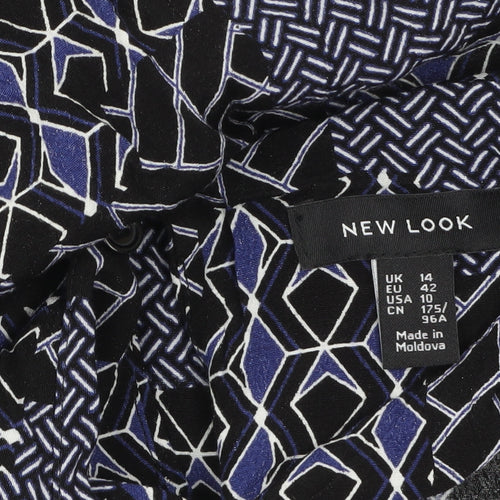 New Look Women's Black Geometric Shift Dress Size 14