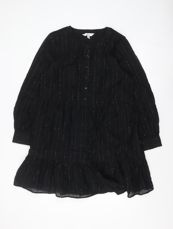 Marks and Spencer Women’s Black Long Sleeve Shift Dress Size 14
