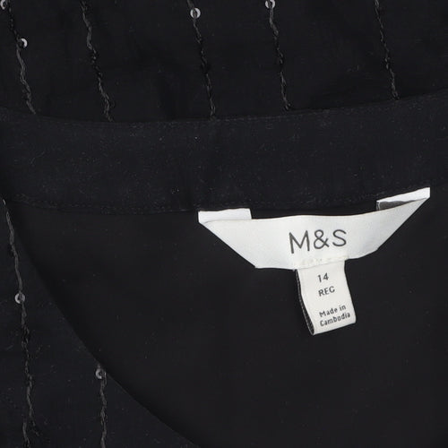 Marks and Spencer Women’s Black Long Sleeve Shift Dress Size 14
