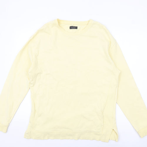 Zara Man Yellow Cotton Crew Neck Sweatshirt Men's L Pullover