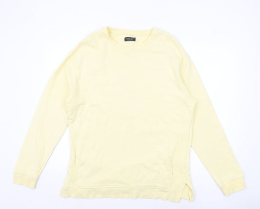 Zara Man Yellow Cotton Crew Neck Sweatshirt Men's L Pullover