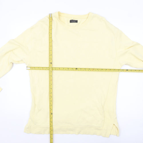 Zara Man Yellow Cotton Crew Neck Sweatshirt Men's L Pullover