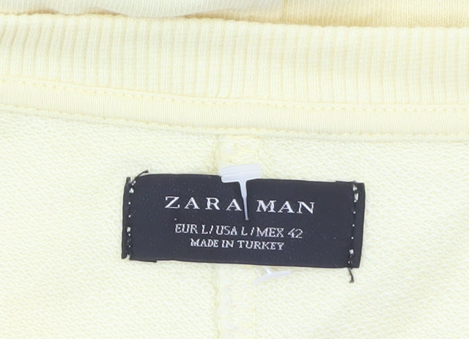 Zara Man Yellow Cotton Crew Neck Sweatshirt Men's L Pullover