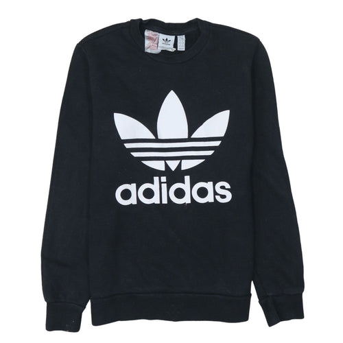 Adidas Boys Black 13-14 Years Pullover Sweatshirt with Trefoil Logo