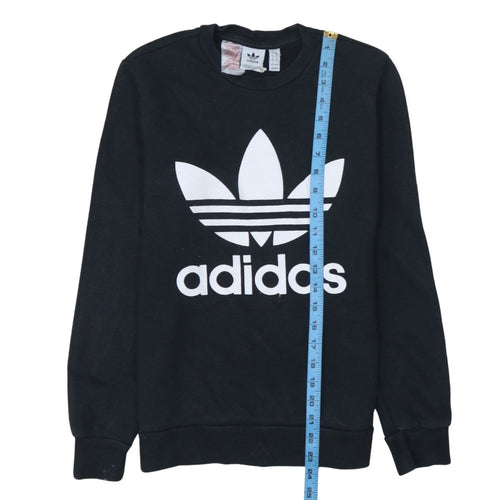 Adidas Boys Black 13-14 Years Pullover Sweatshirt with Trefoil Logo