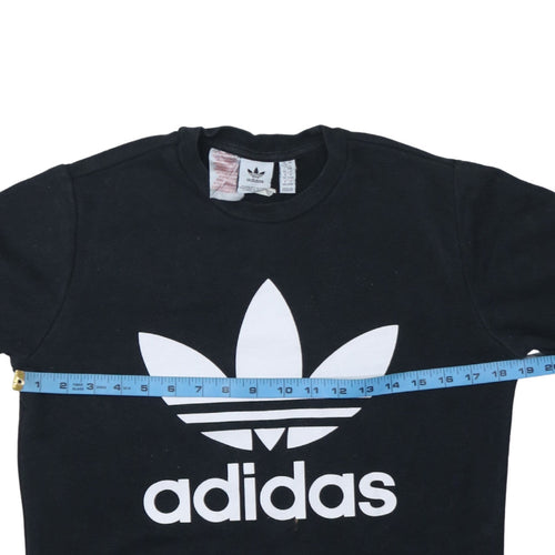 Adidas Boys Black 13-14 Years Pullover Sweatshirt with Trefoil Logo