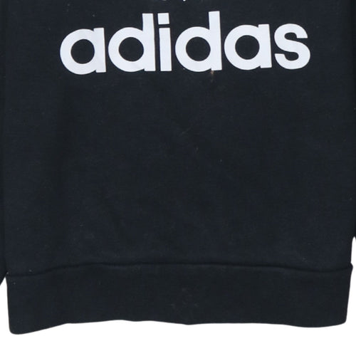 Adidas Boys Black 13-14 Years Pullover Sweatshirt with Trefoil Logo