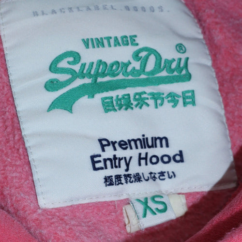 Superdry Women Pink XS Pullover Hoodie Cotton Logo Print