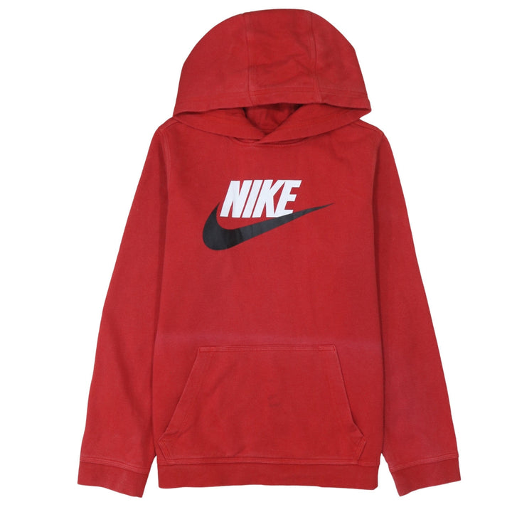 Nike Boys Red Pullover Hoodie XL 158-170cm Logo Fleece Sweatshirt